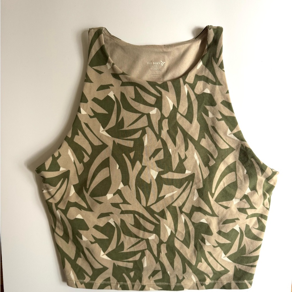 Old Navy Active Olive Green Patterned Powerchill Tank